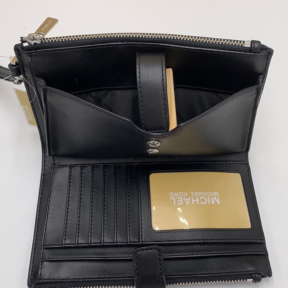 MICHAEL KORS LARGE X CHAIN SHOULDER TOTE & LARGE DOUBLE ZIP WALLET BLACK SIGNATR - Picture 12 of 16